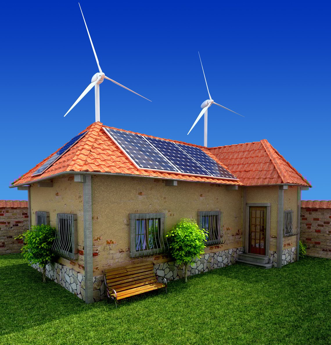 house with photovoltaic solar panel